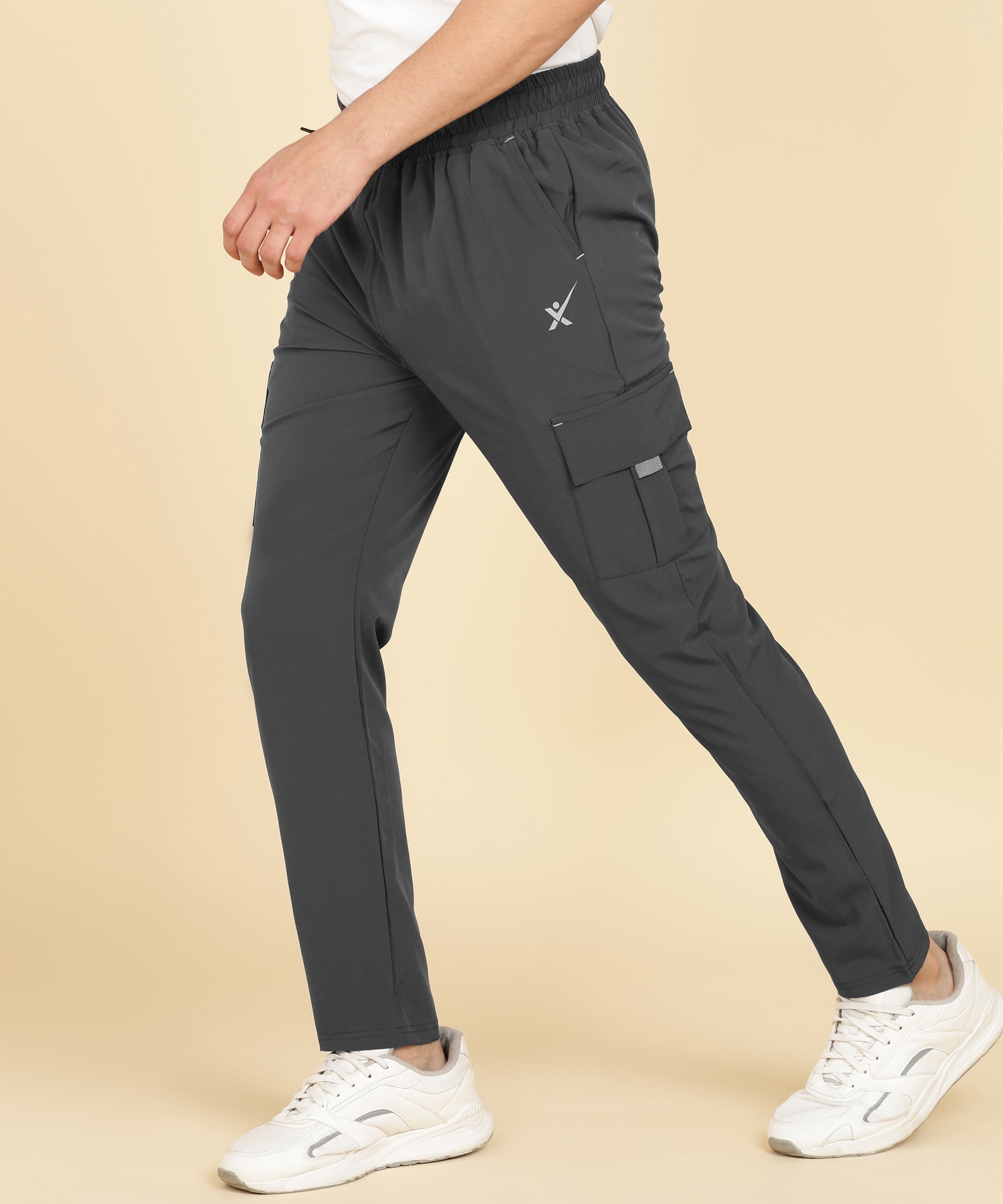 DARK GREY 4 POCKIT CARGO NS LYCRA TRACK PANT FOR MEN (TRACK131)