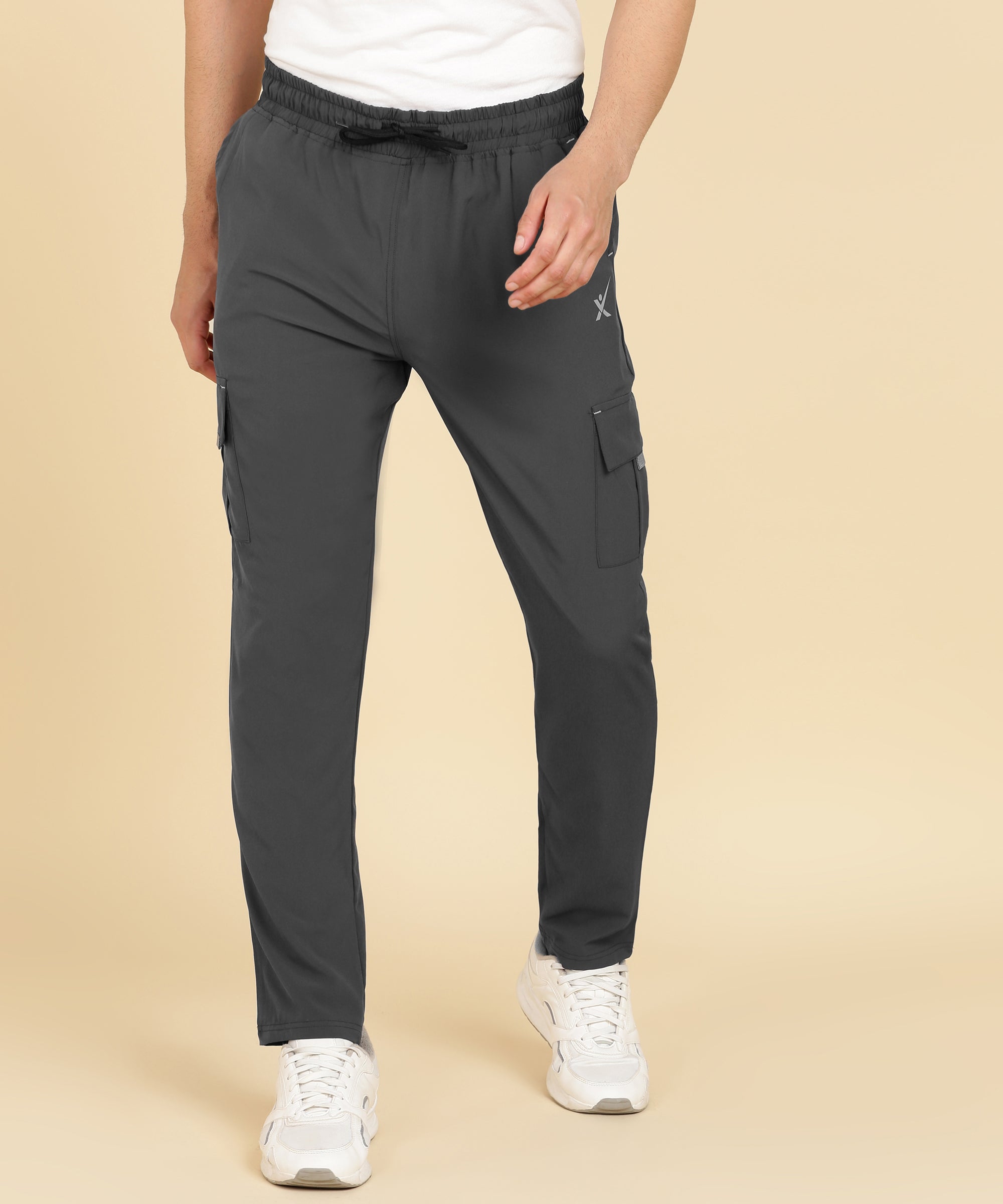 DARK GREY 4 POCKIT CARGO NS LYCRA TRACK PANT FOR MEN (TRACK131)