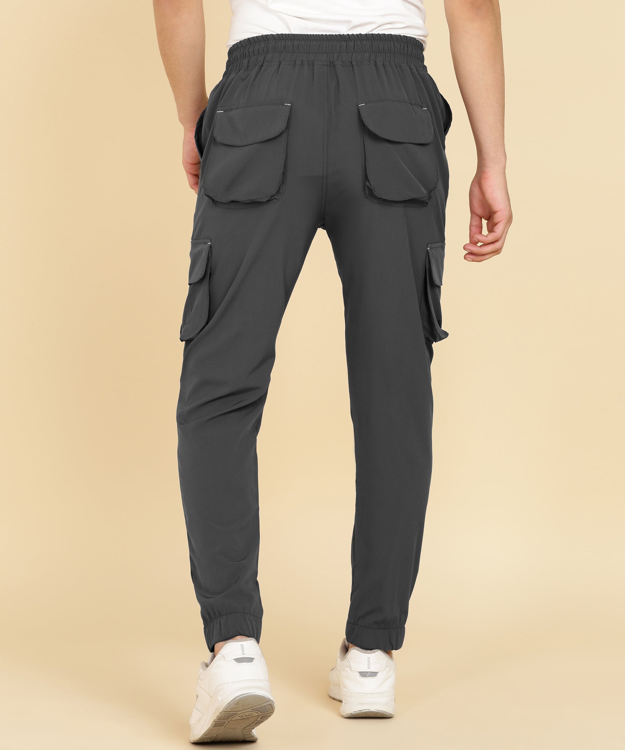 DARK GREY 6 POCKIT CARGO NS LYCRA TRACK PANT FOR MEN (TRACK135)