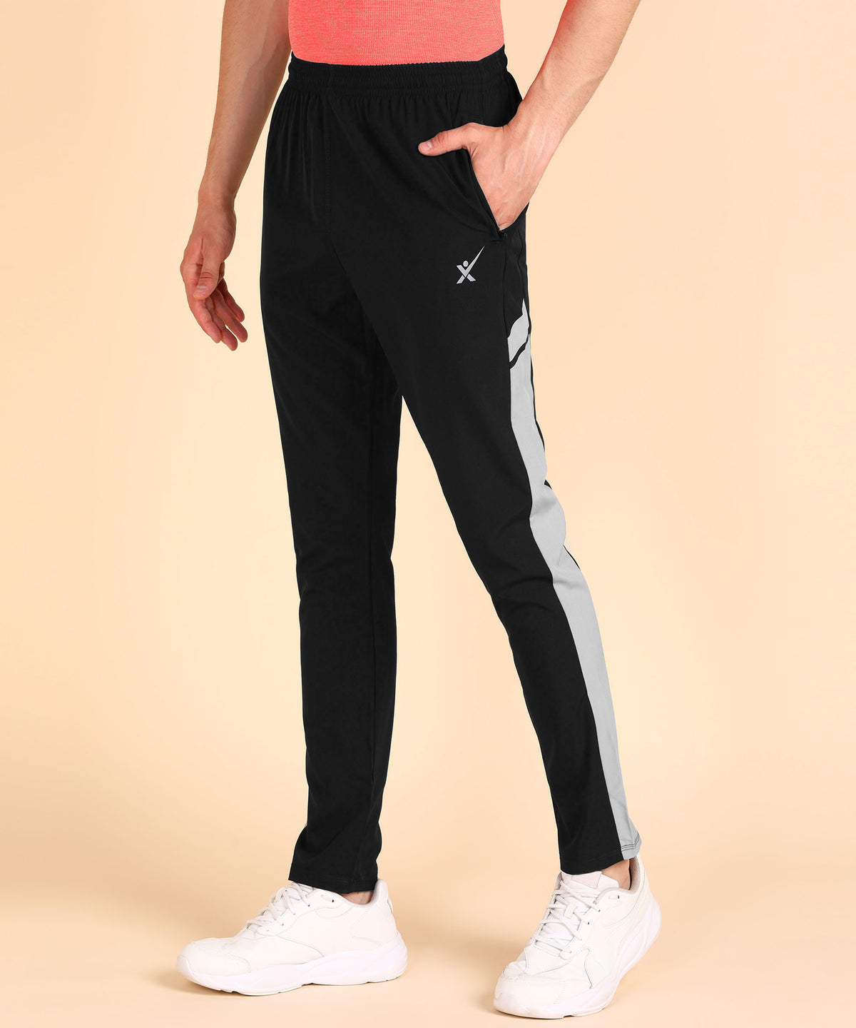 BLACK LIGHT GREY SIDE STRPIE  NS LYCRA TRACK PANT FOR MEN (TRACK160)