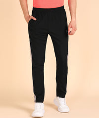 BLACK LIGHT GREY SIDE STRPIE  NS LYCRA TRACK PANT FOR MEN (TRACK160)