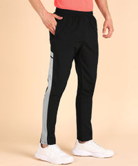 BLACK LIGHT GREY SIDE STRPIE  NS LYCRA TRACK PANT FOR MEN (TRACK160)