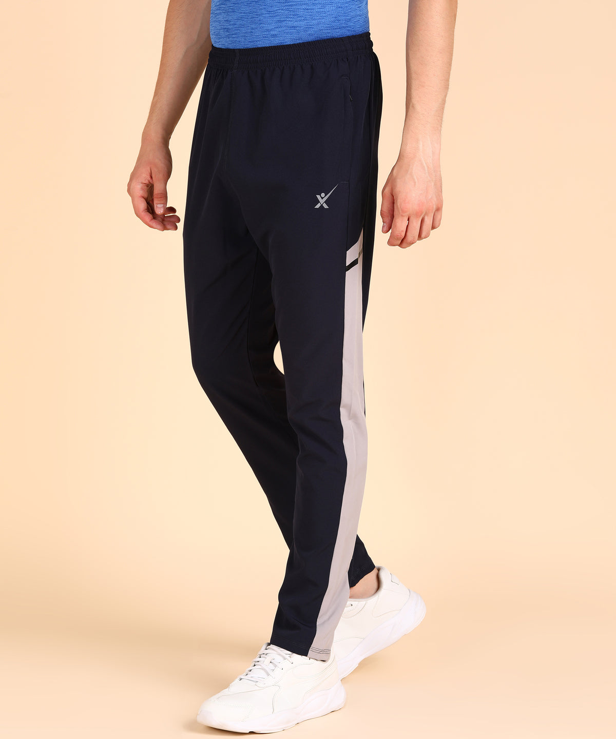 NAVY BLUE LIGHT GREY SIDE STRPIE  NS LYCRA TRACK PANT FOR MEN (TRACK161)