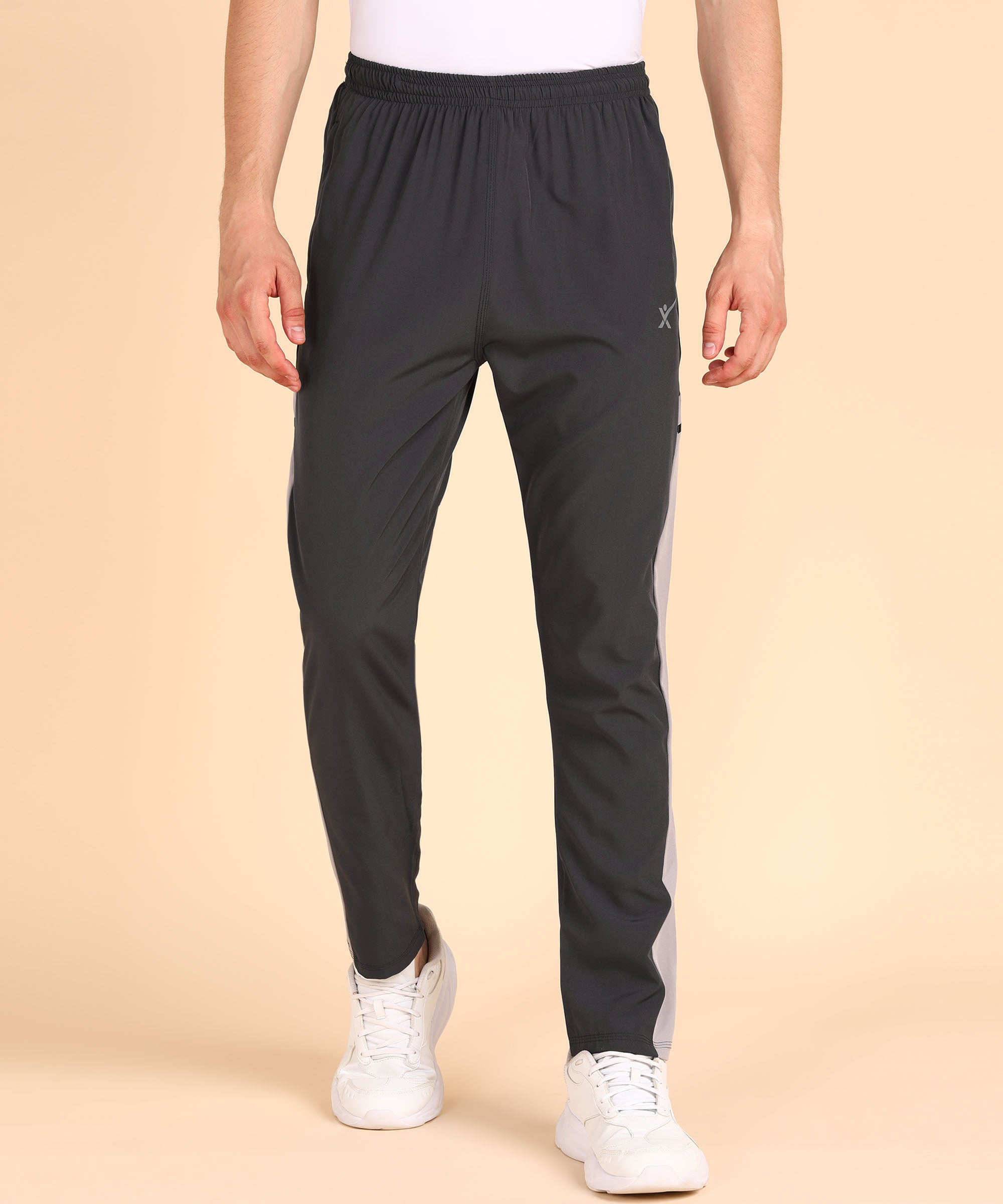 DARK GREY AND LIGHT GREY SIDE STRPIE  NS LYCRA TRACK PANT FOR MEN (TRACK162)