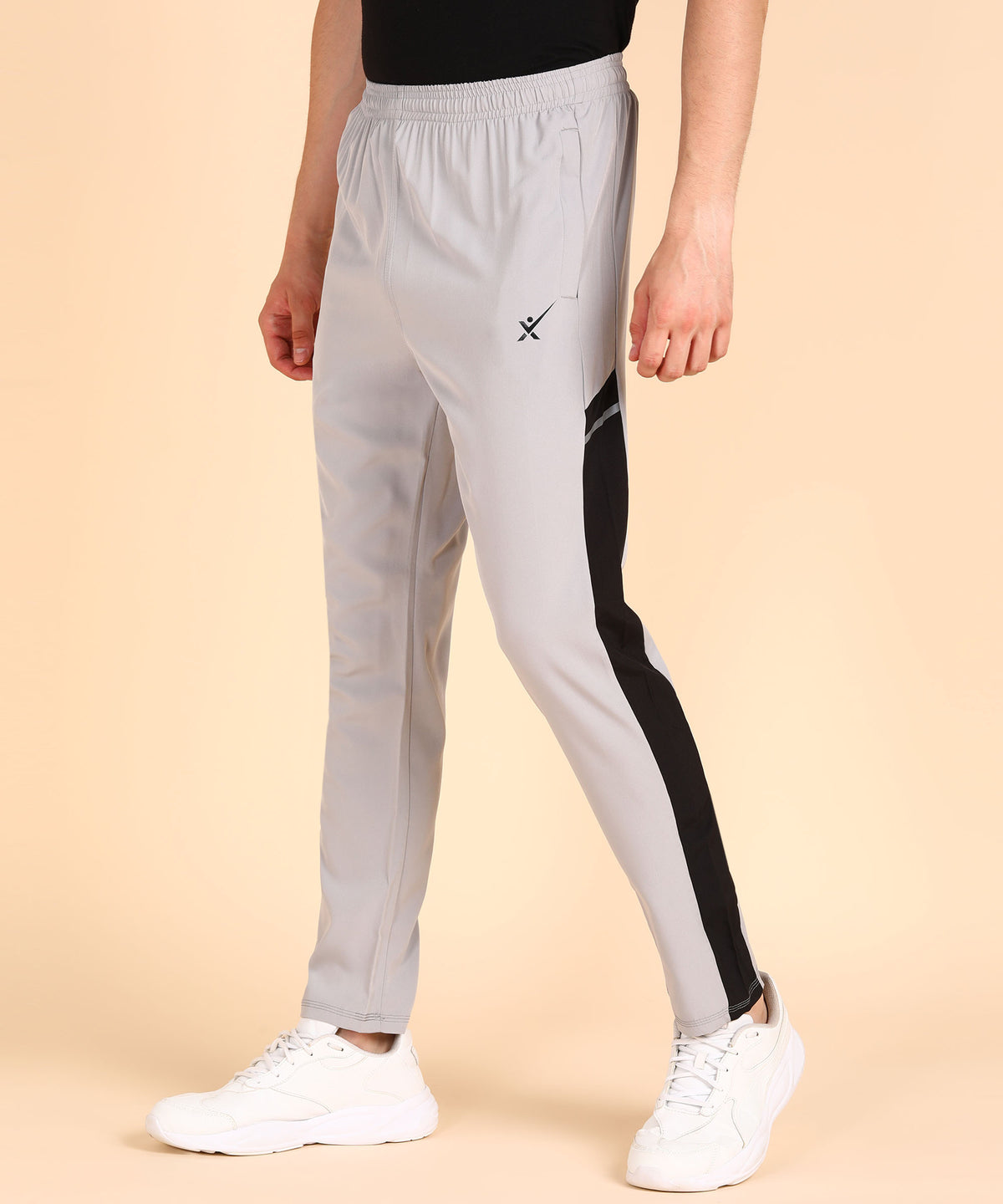 LIGHT GREY BLACK SIDE STRPIE  NS LYCRA TRACK PANT FOR MEN (TRACK163)