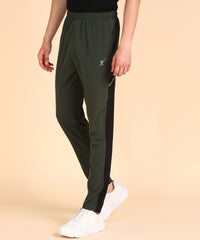 OLIVE BLACK SIDE STRPIE  NS LYCRA TRACK PANT FOR MEN (TRACK164)