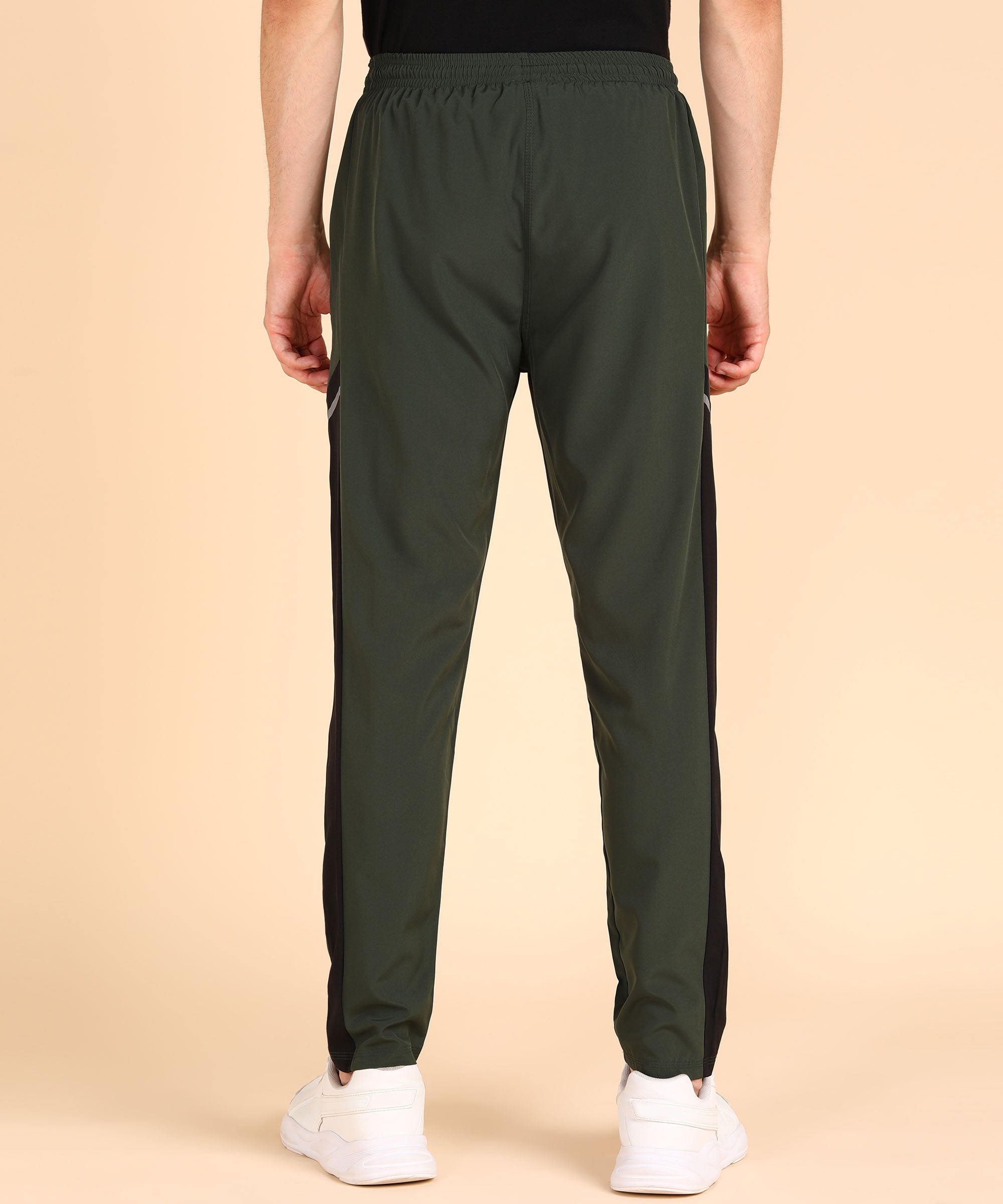 OLIVE BLACK SIDE STRPIE  NS LYCRA TRACK PANT FOR MEN (TRACK164)