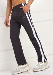 DARK GREY AND WHITE STRIPE SIDE PATTI TRACK PANT FOR MEN (TRACK359_D-GREY)