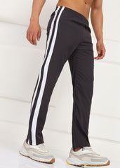 DARK GREY AND WHITE STRIPE SIDE PATTI TRACK PANT FOR MEN (TRACK359_D-GREY)