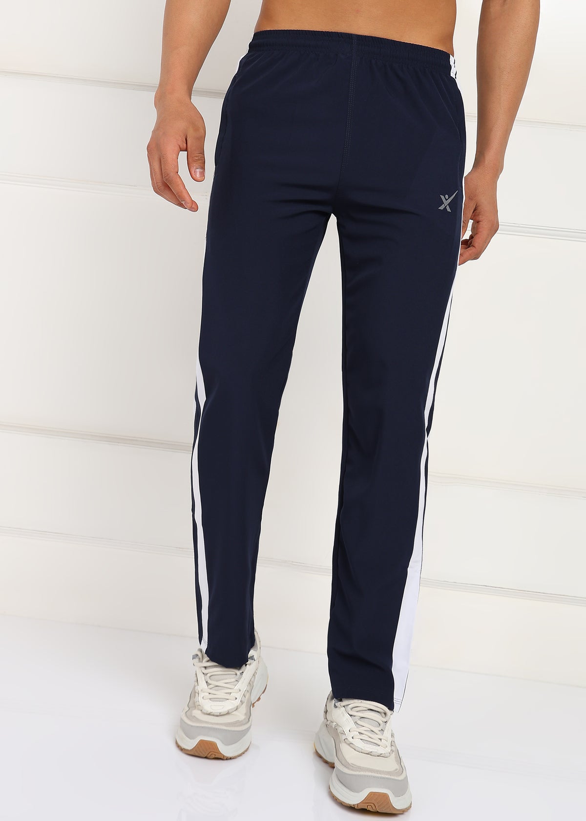 NAVY AND WHITE STRIPE SIDE PATTI TRACK PANT FOR MEN (TRACK359_NAVY)