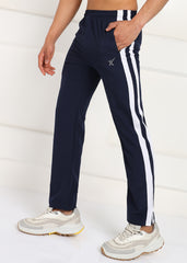 NAVY AND WHITE STRIPE SIDE PATTI TRACK PANT FOR MEN (TRACK359_NAVY)