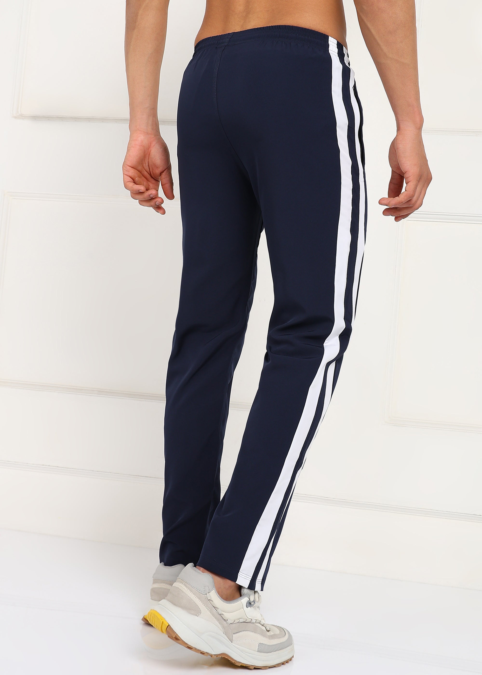 NAVY AND WHITE STRIPE SIDE PATTI TRACK PANT FOR MEN (TRACK359_NAVY)