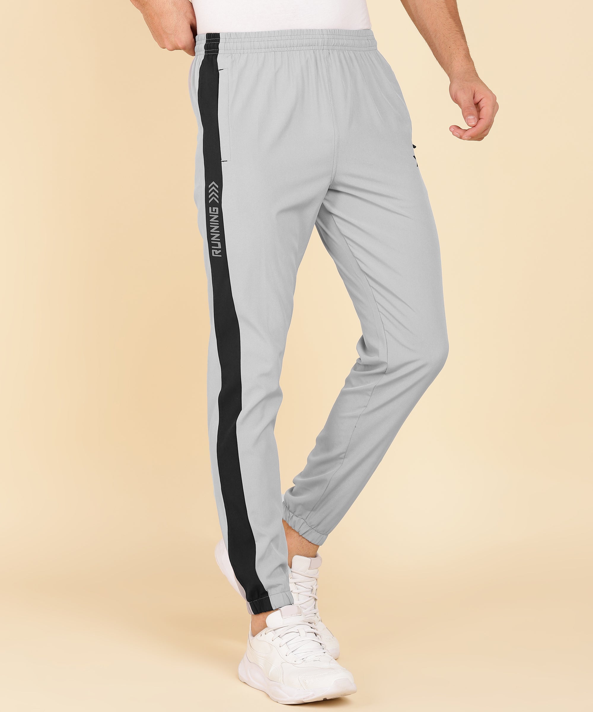 LIGHT GREY AND BLACK PATTI NS LYCRA TRACK PANT FOR MEN (TRACK64)