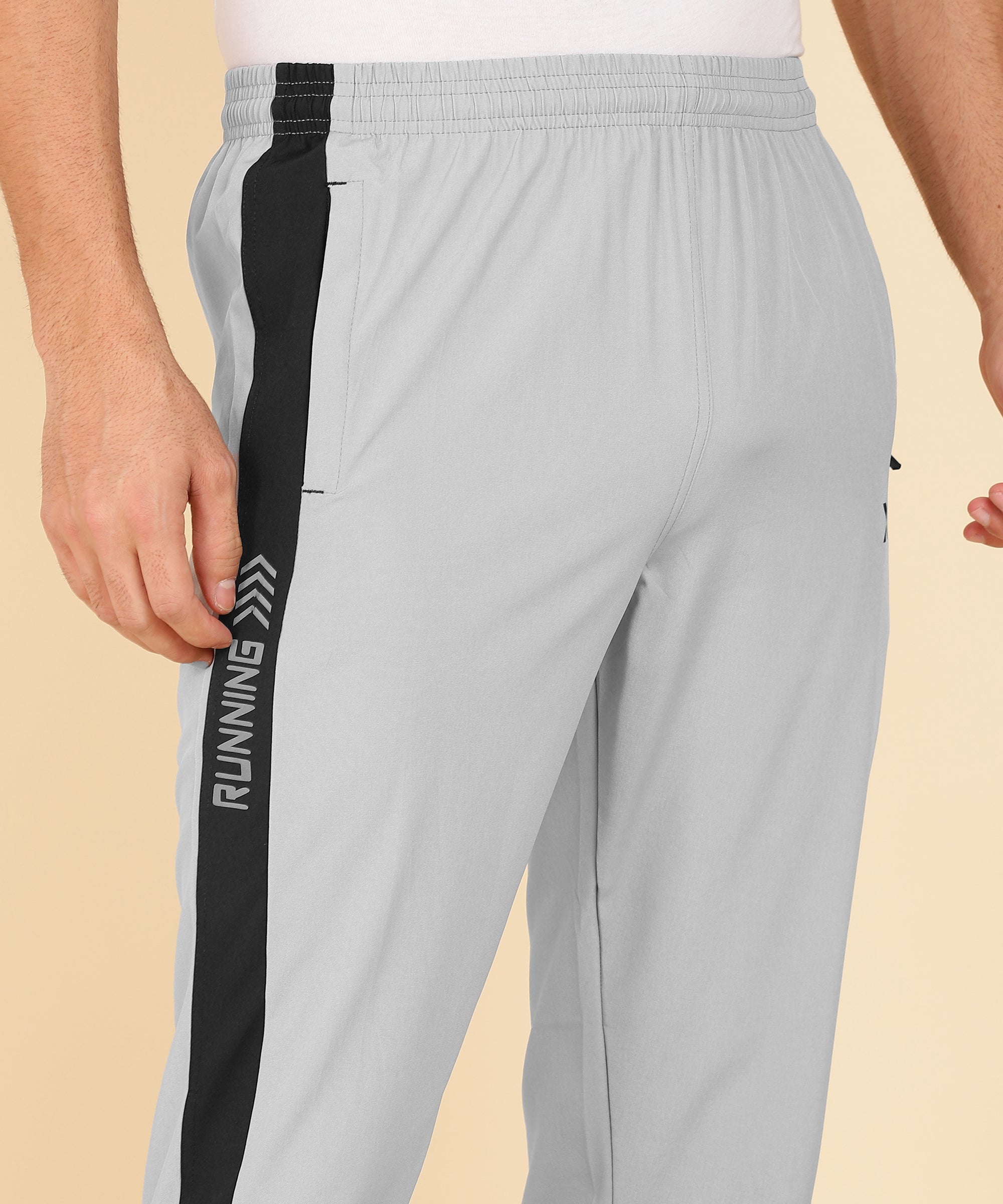 LIGHT GREY AND BLACK PATTI NS LYCRA TRACK PANT FOR MEN (TRACK64)