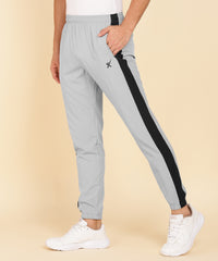 LIGHT GREY AND BLACK PATTI NS LYCRA TRACK PANT FOR MEN (TRACK64)