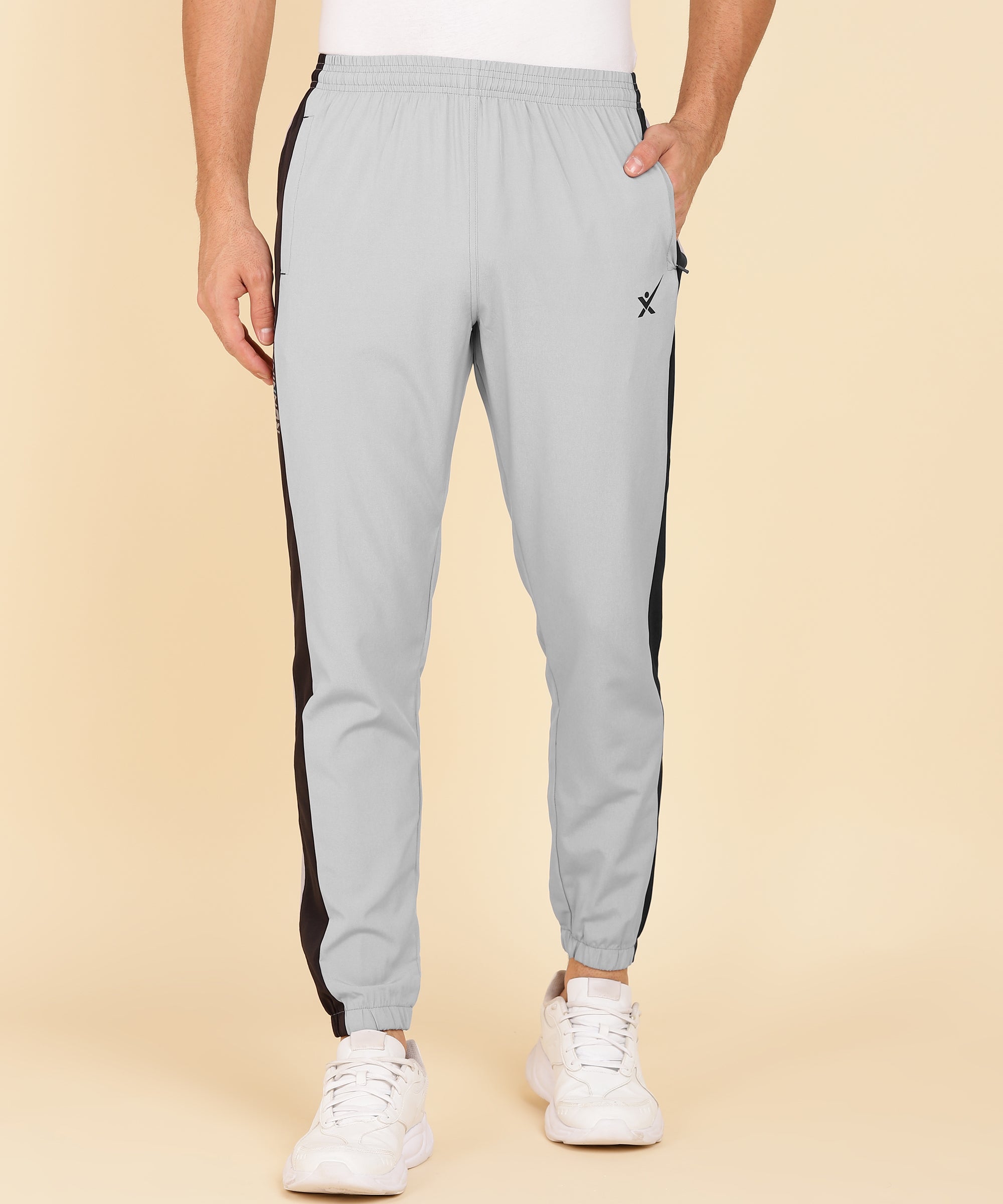 LIGHT GREY AND BLACK PATTI NS LYCRA TRACK PANT FOR MEN (TRACK64)