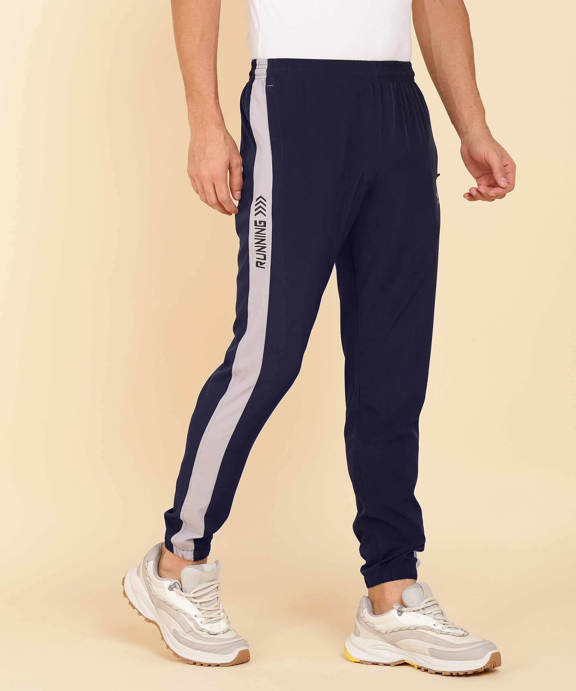 NAVY BLUE AND LIGHT GREY SIDE STRIPE TRACK PANT FOR MEN