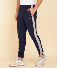 NAVY BLUE AND LIGHT GREY SIDE STRIPE TRACK PANT FOR MEN