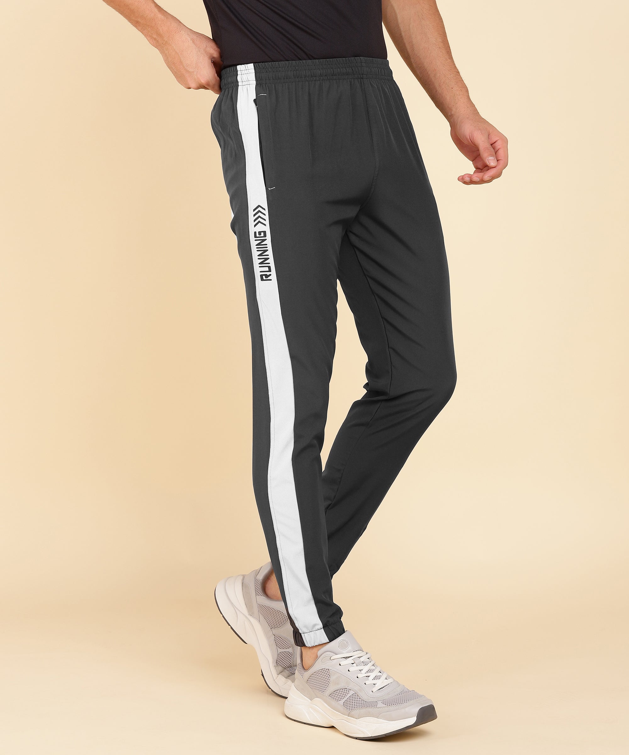 DARK GREY AND L-GREY STRIPE NS LYCRA TRACK PANT FOR MEN (TRACK66)