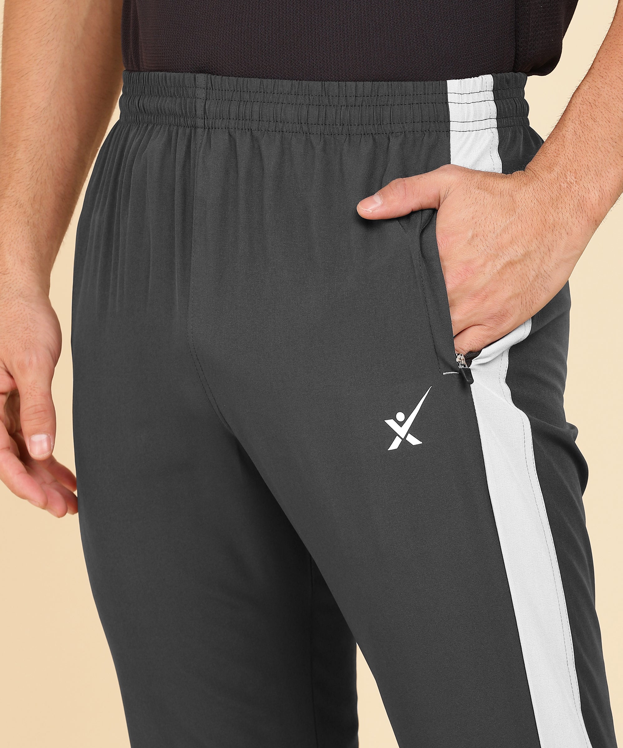 DARK GREY AND L-GREY STRIPE NS LYCRA TRACK PANT FOR MEN (TRACK66)