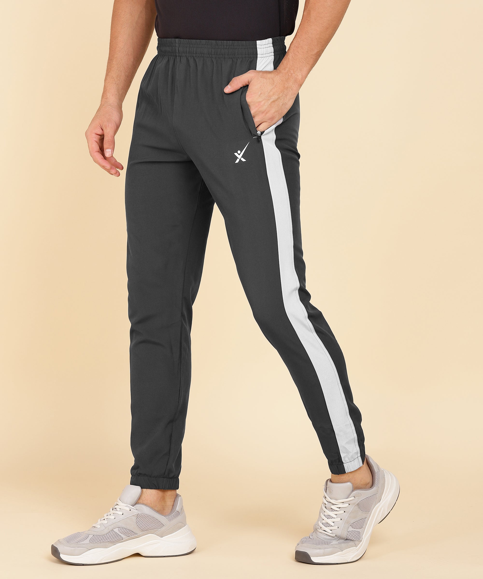 DARK GREY AND L-GREY STRIPE NS LYCRA TRACK PANT FOR MEN (TRACK66)