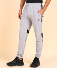 LIGHT GREY NS LYCRA COLOR BOLCK TRACK PANT FOR MEN (TRACK99)