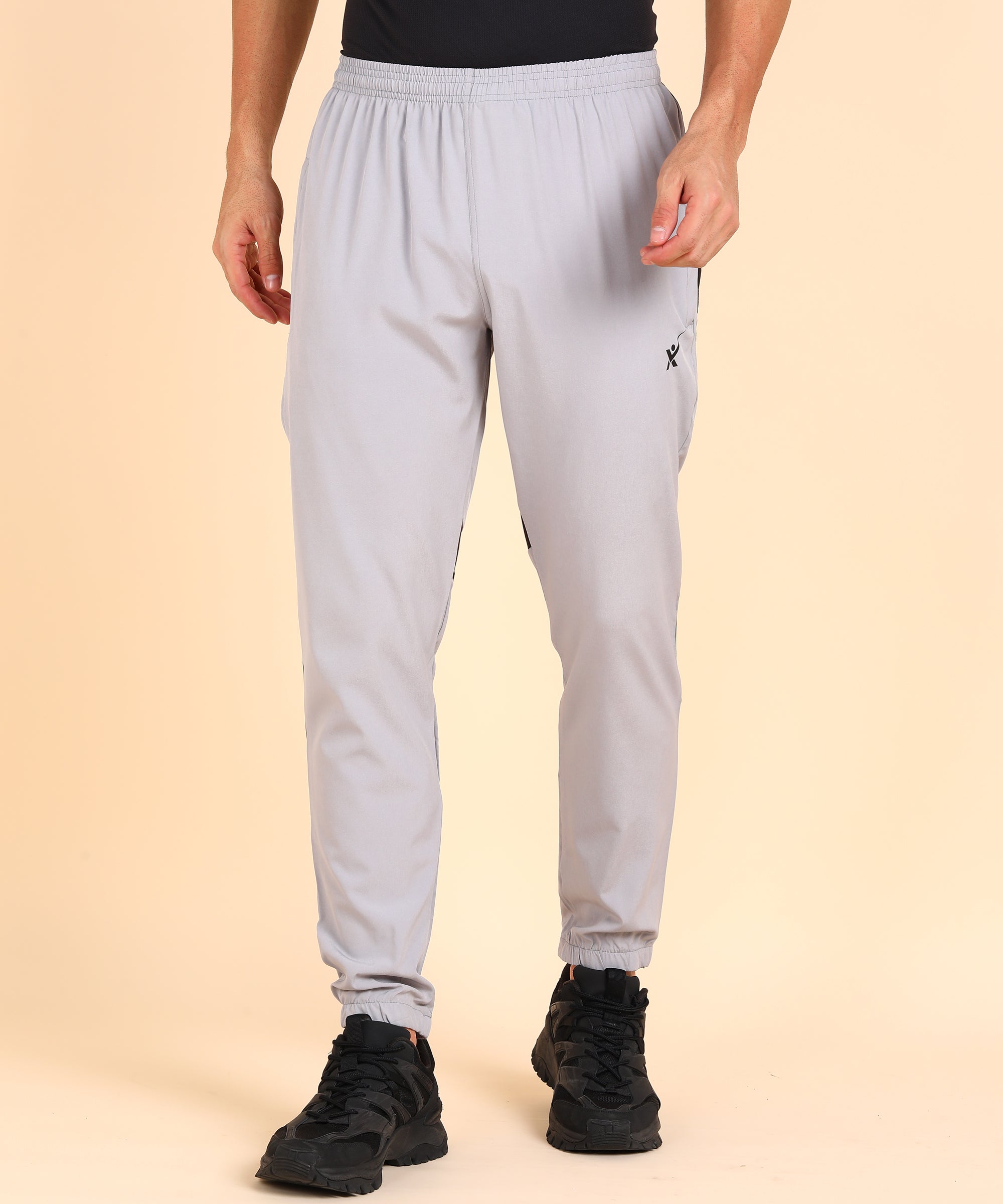 LIGHT GREY NS LYCRA COLOR BOLCK TRACK PANT FOR MEN (TRACK99)