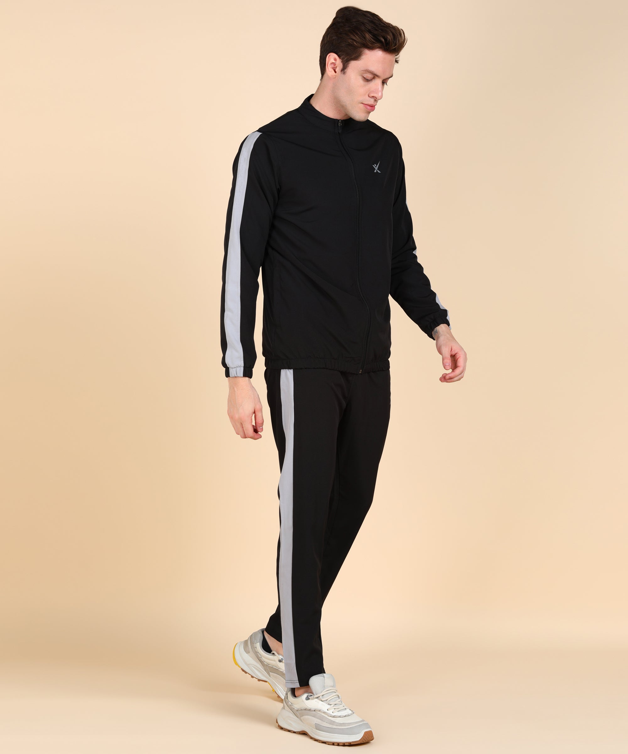 BLACK AND LIGHT GREY STRIPE TRACKSUITS FOR MEN