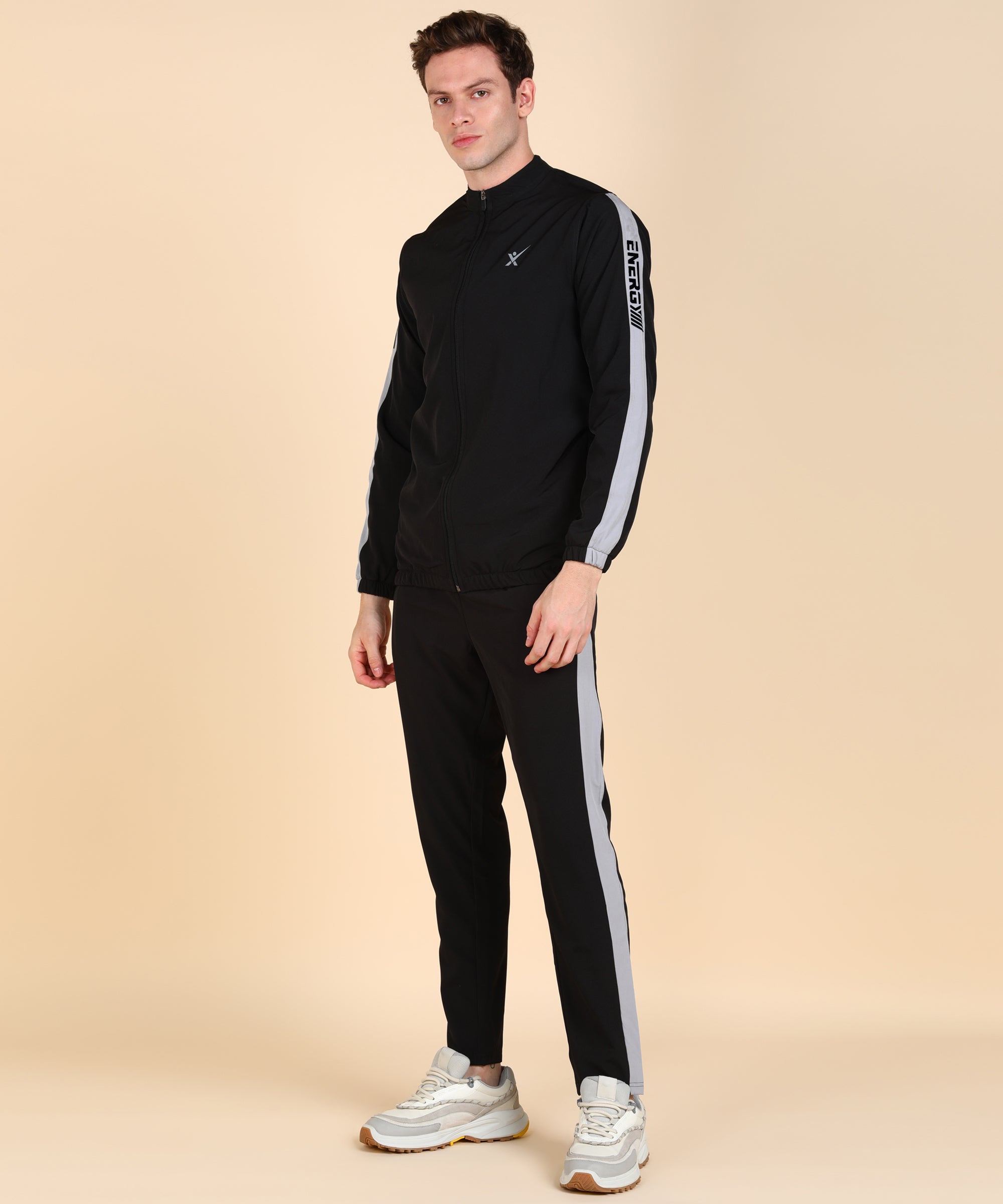 BLACK AND LIGHT GREY STRIPE TRACKSUITS FOR MEN