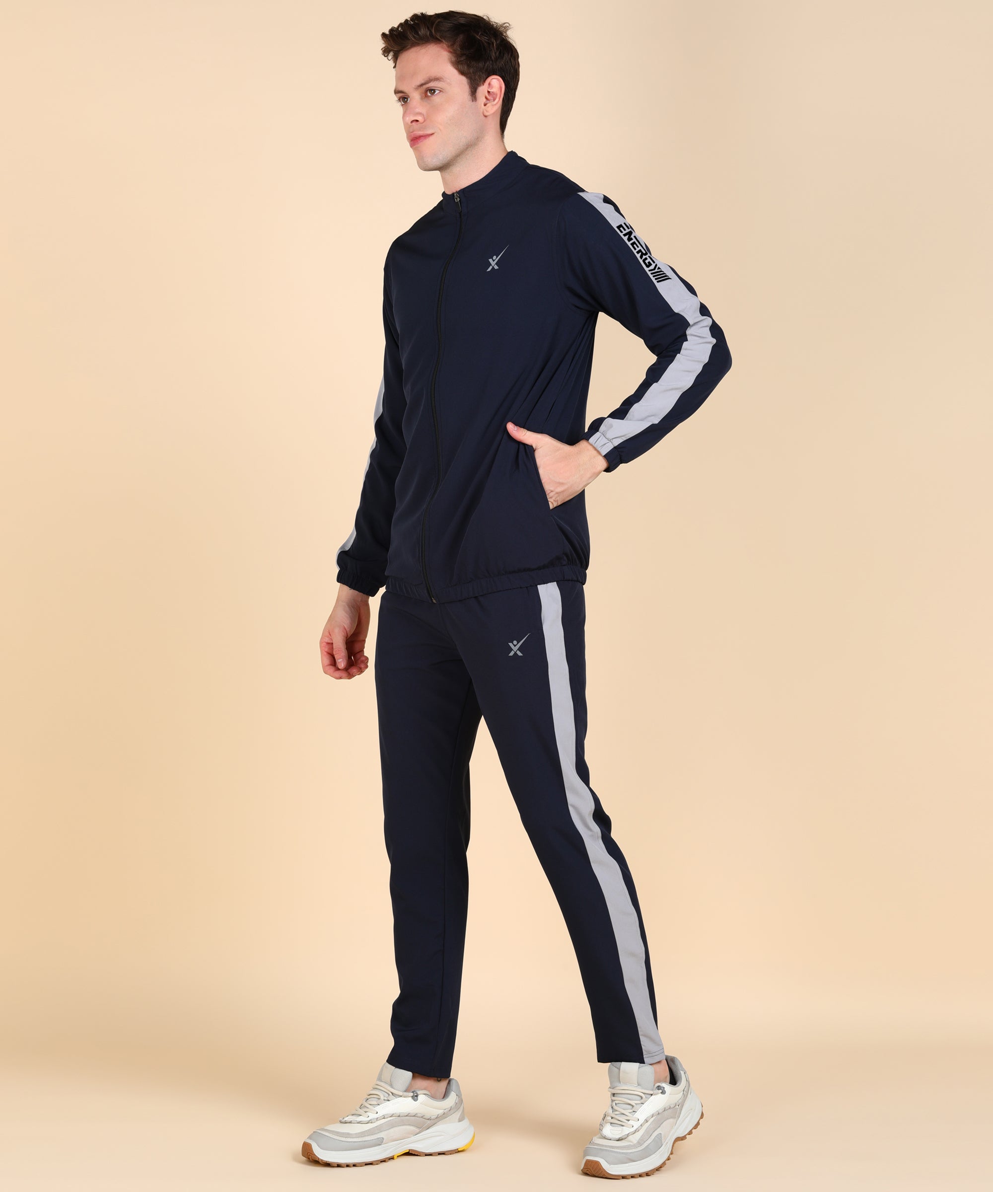 NAVY AND LIGHT GREY STRIPE TRACKSUITS FOR MEN