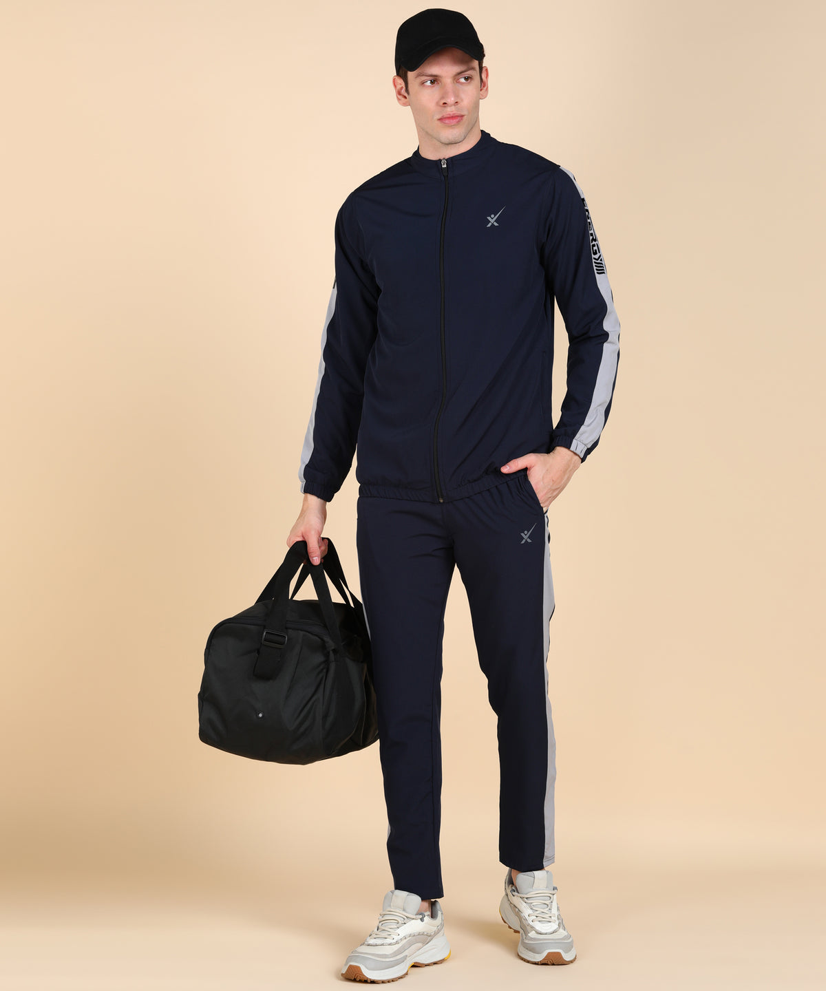 NAVY AND LIGHT GREY STRIPE TRACKSUITS FOR MEN