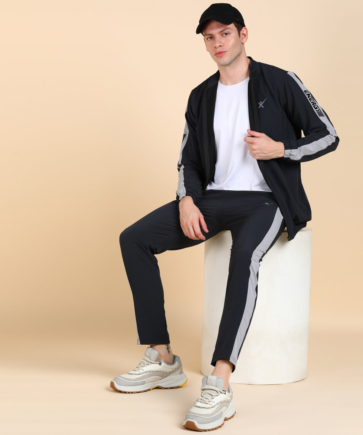 DARK GREY AND LIGHT GREY STRIPE TRACKSUITS FOR MEN